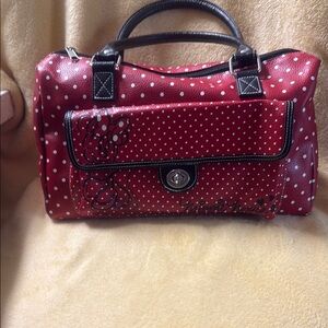 Disney parks Minnie Mouse polka Dot Barrel Bag purse red/white/ black